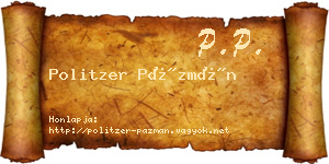 Politzer Pázmán névjegykártya